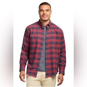 25” ptp STRATTON FLANNEL L PLAID SHIRT - SUNDRIED TOMATO